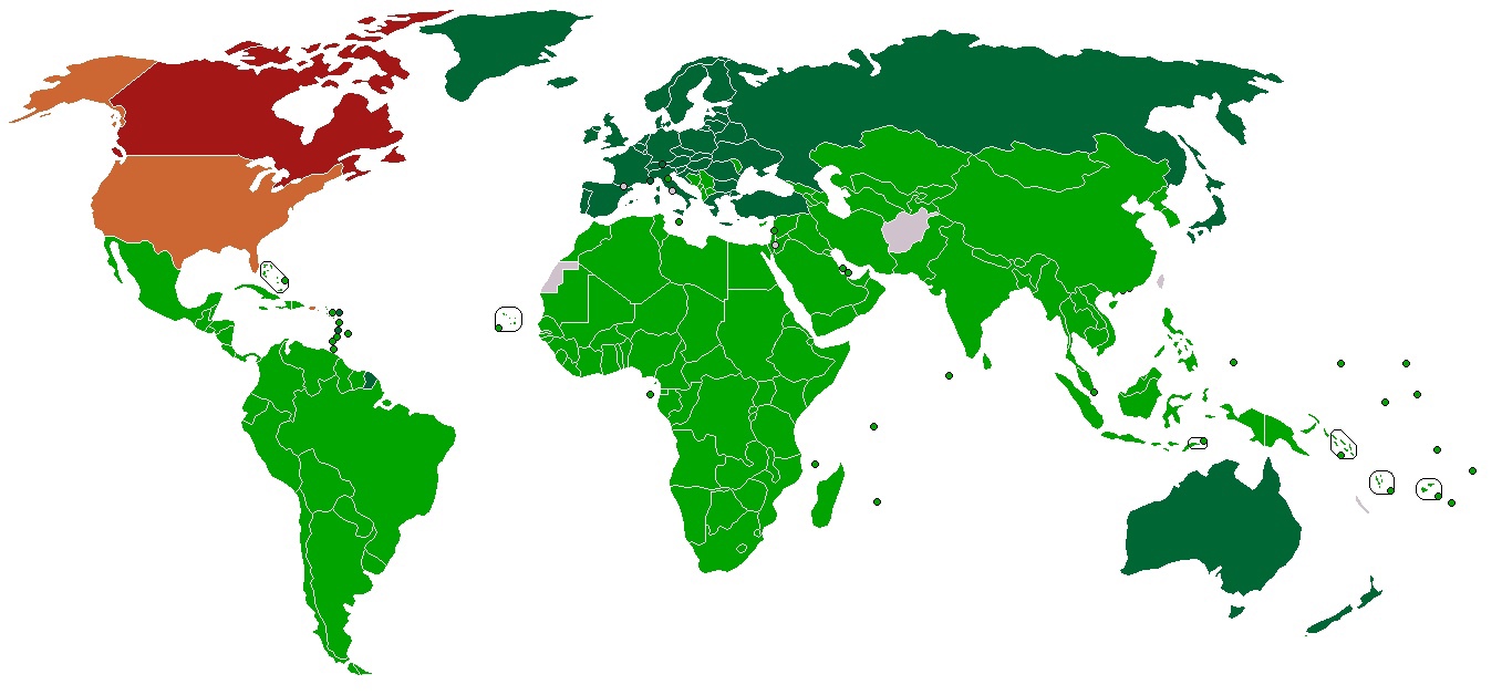 "Зелёные — страны, подписавшие протокол. Канада вышла из протокола. США протокол подписали. но не ратифицировали"